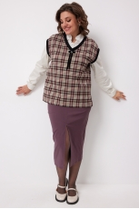 Жилет женский 7019 виноградная клетка