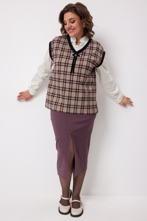 Жилет женский 7019 виноградная клетка