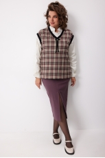 Жилет женский 7019 виноградная клетка