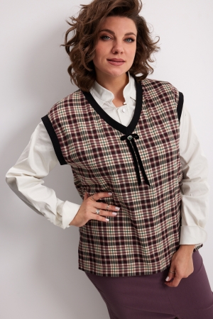Жилет женский 7019 виноградная клетка
