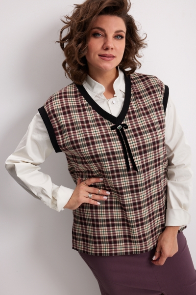 Жилет женский 7019 виноградная клетка