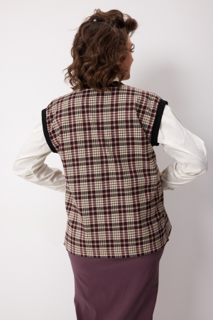 Жилет женский 7019 виноградная клетка