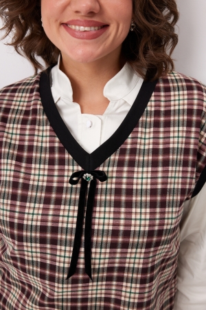 Жилет женский 7019 виноградная клетка