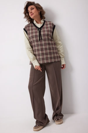 Жилет женский 7019 виноградная клетка