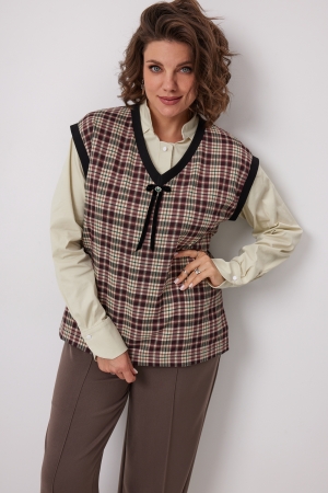 Жилет женский 7019 виноградная клетка