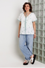 Блуза женская 4164 шалфей на белом