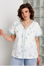 Блуза женская 4164 шалфей на белом