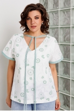 Блуза женская 4164 шалфей на белом