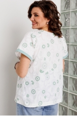 Блуза женская 4164 шалфей на белом