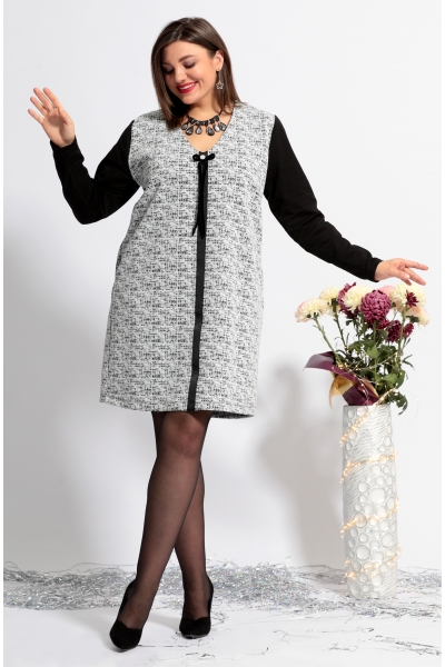 Платье 1021 чёрно-белый