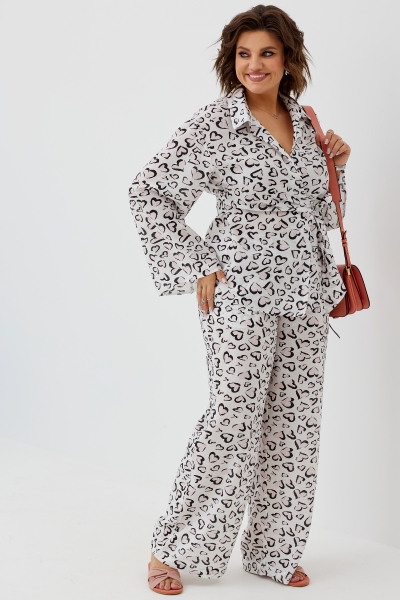 Брюки женские 6051 сердечный принт