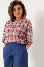Блуза женская 4119 красная клетка