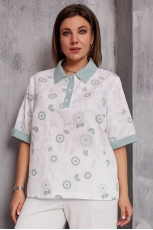 Блуза женская 4132 шалфей на белом