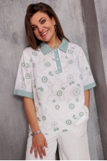 Блуза женская 4132 шалфей на белом