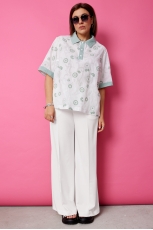 Блуза женская 4132 шалфей на белом