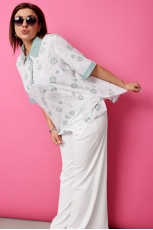 Блуза женская 4132 шалфей на белом