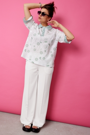 Блуза женская 4132 шалфей на белом