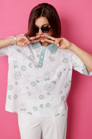 Блуза женская 4132 шалфей на белом