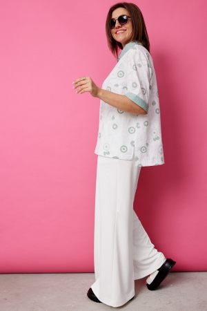 Блуза женская 4132 шалфей на белом