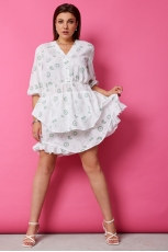 Платье 1056 шалфей на белом