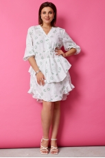 Платье 1056 шалфей на белом