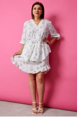 Платье 1056 шалфей на белом